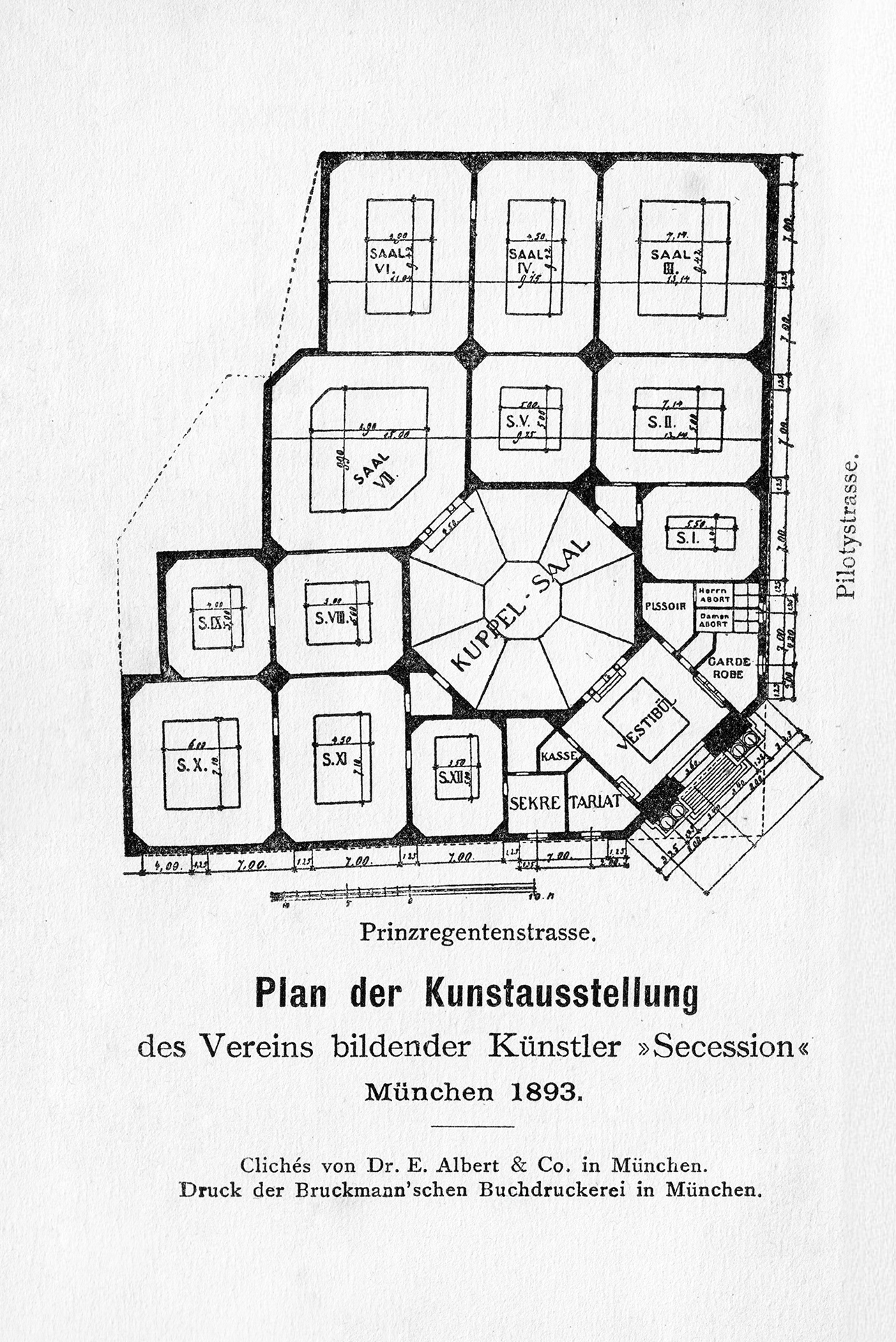 Plan des Ausstellungsgebäudes der Secession in der Prinzregentenstrasse, 1893